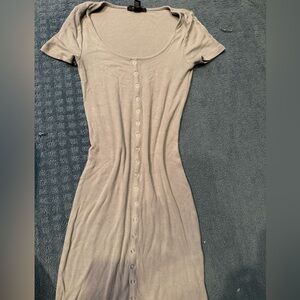 Button dress bodycon mid dress in grey